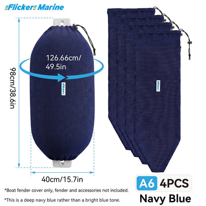 Acrylic Boat Fender Cover, Marine Fender Protector Sleeve, 3 Sizes, Royal Blue & Navy Blue, 2/4 Pack