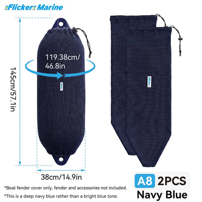 Acrylic Boat Fender Cover, Marine Fender Protector Sleeve, 3 Sizes, Royal Blue & Navy Blue, 2/4 Pack