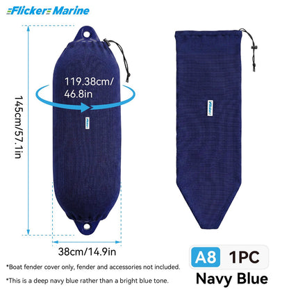 Acrylic Boat Fender Cover, Marine Fender Protector Sleeve, 3 Sizes, Royal Blue & Navy Blue, 2/4 Pack
