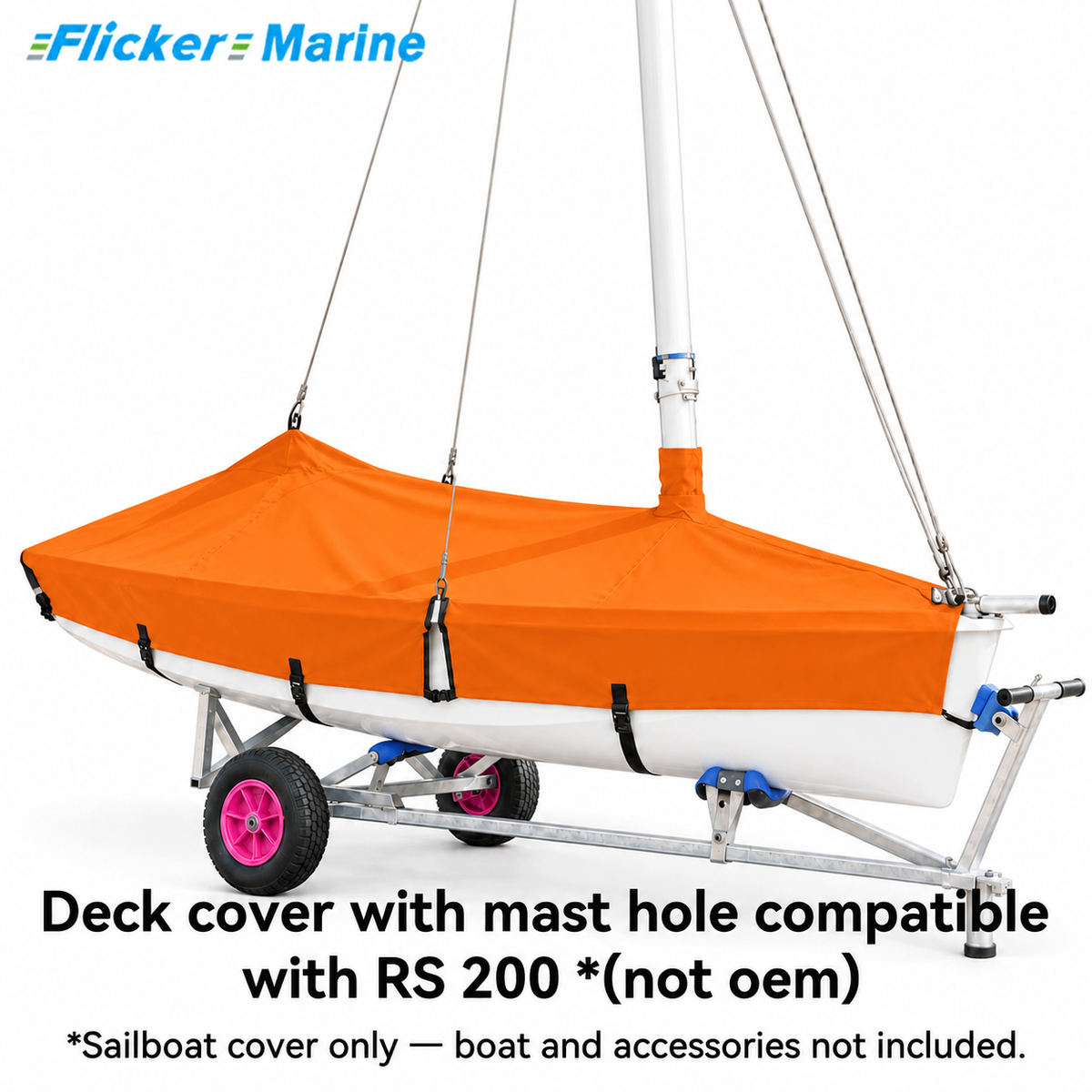 Flicker Marine Sailboat Deck Cover with Mast Hole, Polyester Waterproof Anti-UV, Compatible With RS 200 Sailboat, Multi Color Optional