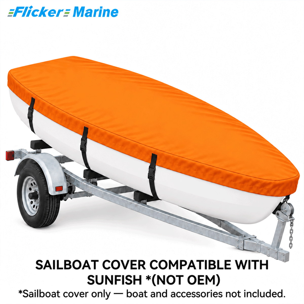 Flicker Sailboat Cover Compatible With Sunfish, Heavy Duty Waterproof UV Resistant Dinghy Boat Cover With Adjustable Buckle Straps, Available in 4 colors
