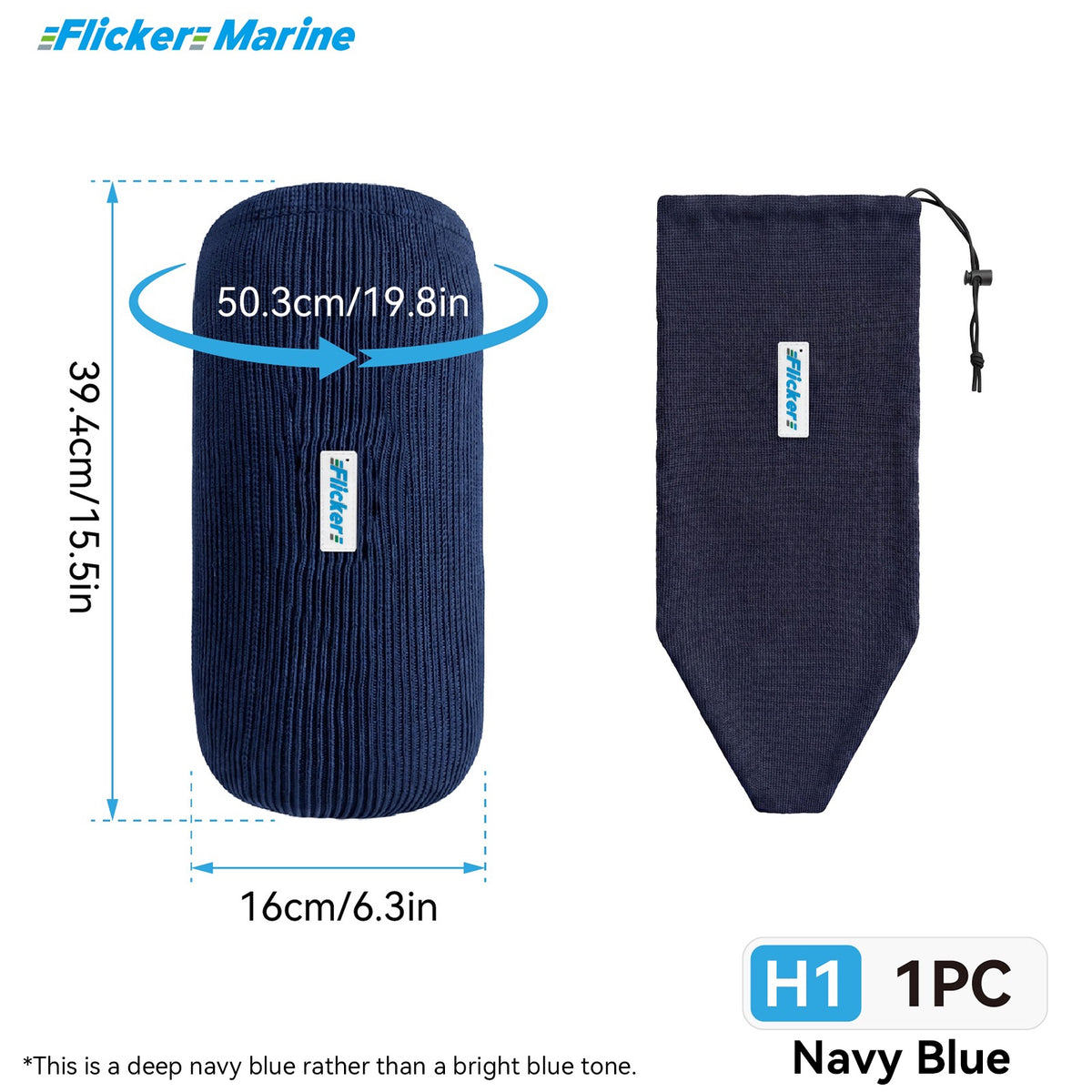 HTM Acrylic Boat Fender Cover, Marine Fender Protector Sleeve, 3 Sizes, 1/2/4 Pack