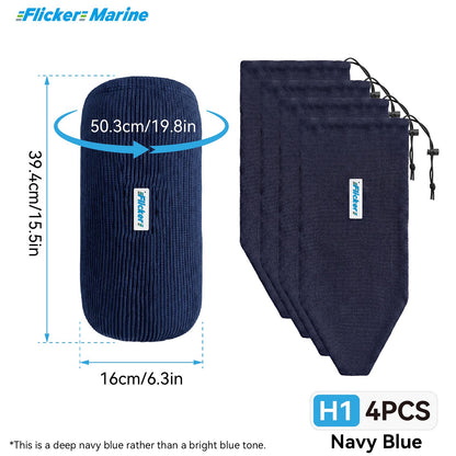 HTM Acrylic Boat Fender Cover, Marine Fender Protector Sleeve, 3 Sizes, 1/2/4 Pack