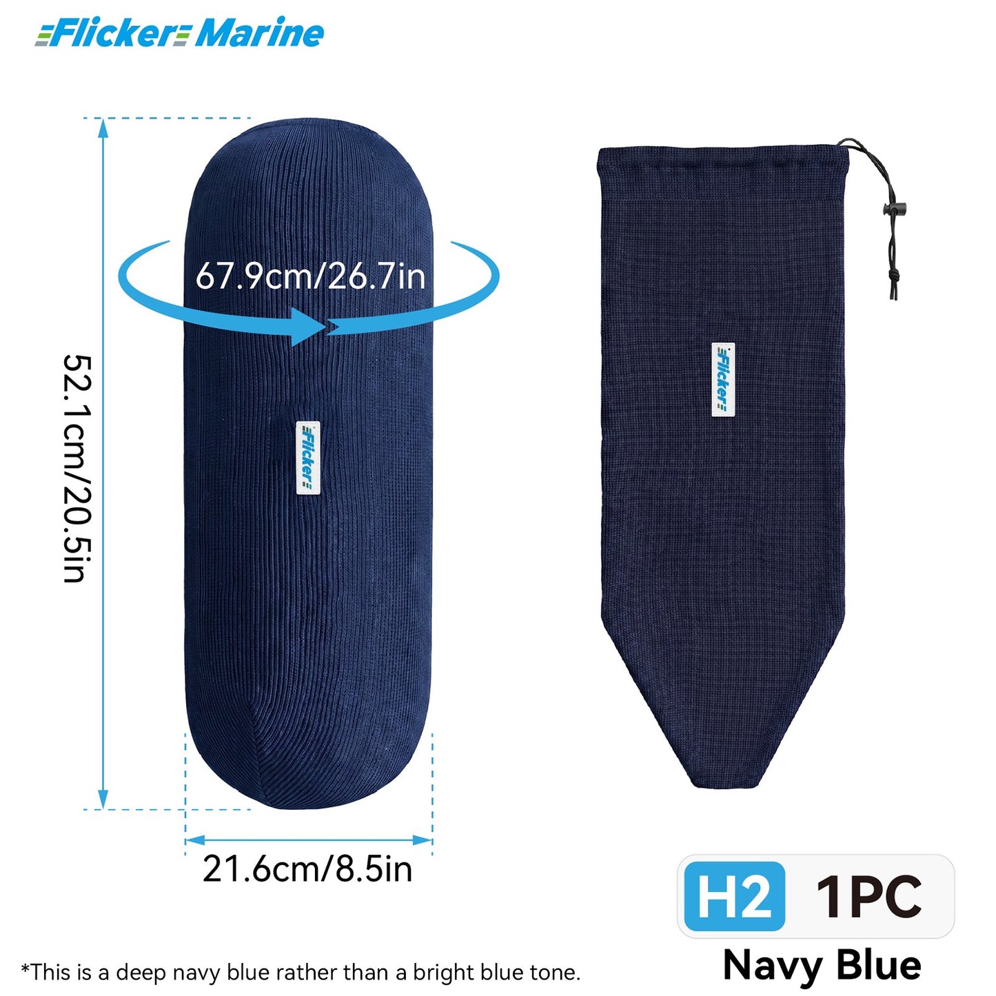 HTM Acrylic Boat Fender Cover, Marine Fender Protector Sleeve, 3 Sizes, 1/2/4 Pack