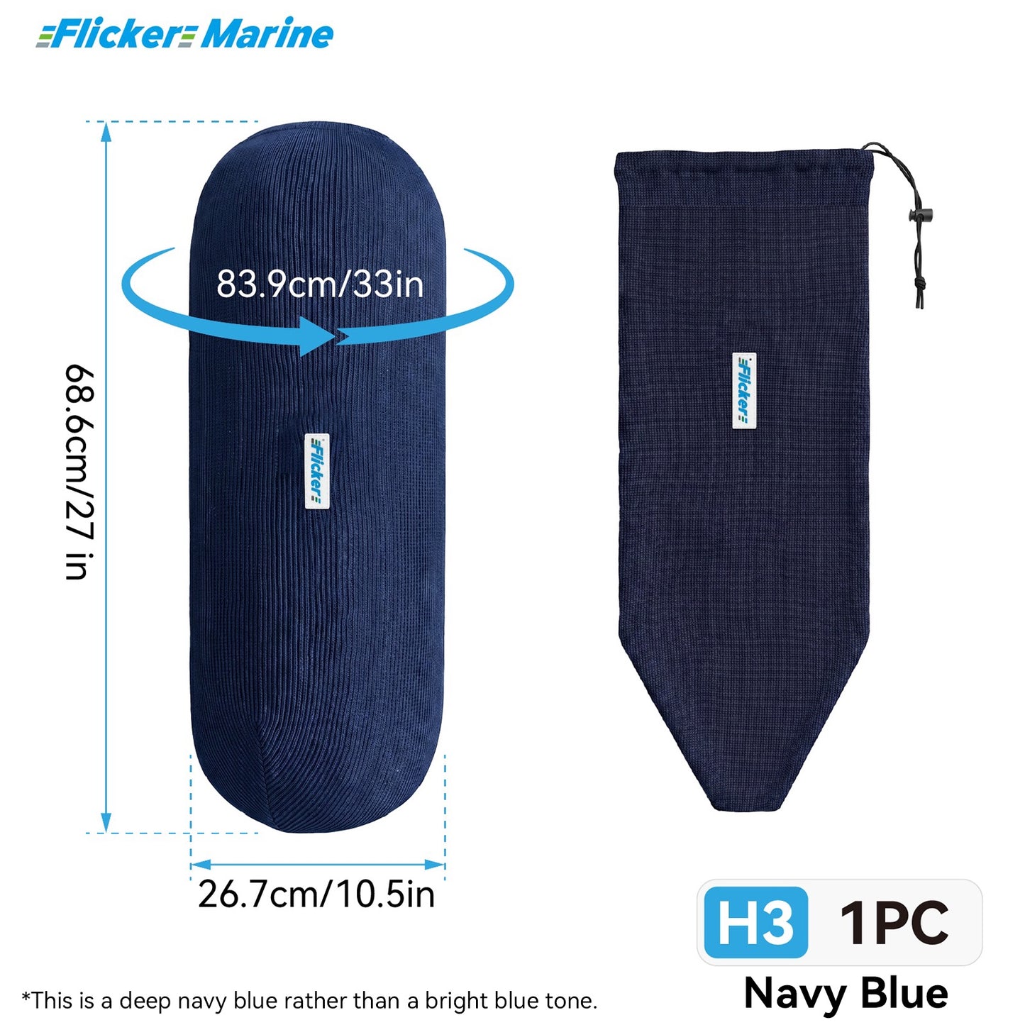 HTM Acrylic Boat Fender Cover, Marine Fender Protector Sleeve, 3 Sizes, 1/2/4 Pack