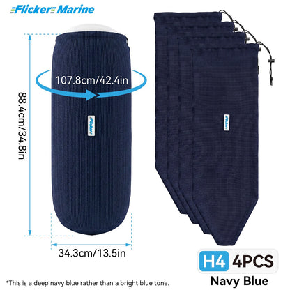 HTM Acrylic Boat Fender Cover, Marine Fender Protector Sleeve, 3 Sizes, 1/2/4 Pack