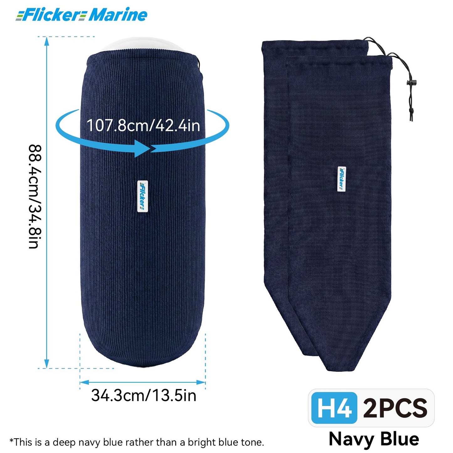 HTM Acrylic Boat Fender Cover, Marine Fender Protector Sleeve, 3 Sizes, 1/2/4 Pack