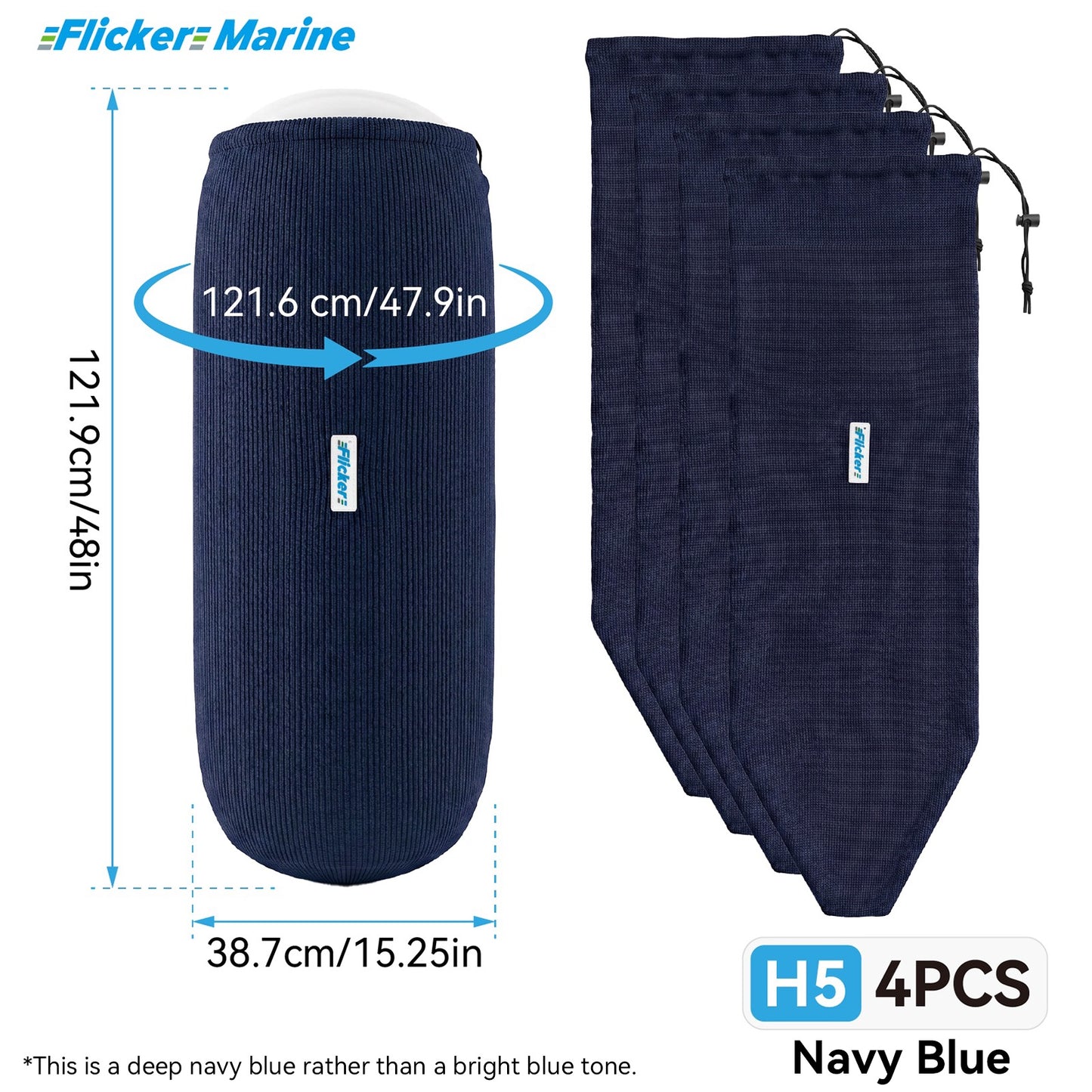 HTM Acrylic Boat Fender Cover, Marine Fender Protector Sleeve, 3 Sizes, 1/2/4 Pack