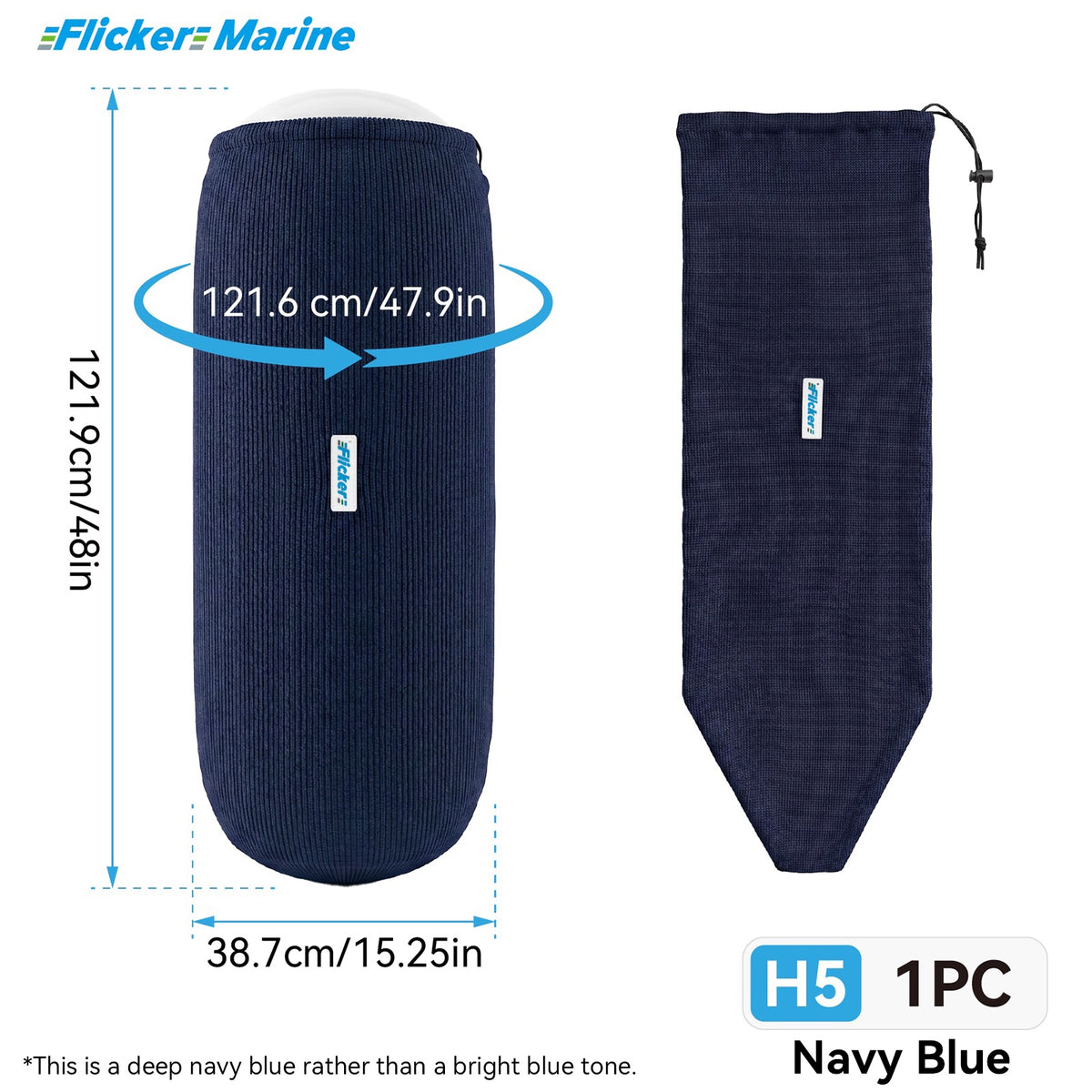 HTM Acrylic Boat Fender Cover, Marine Fender Protector Sleeve, 3 Sizes, 1/2/4 Pack